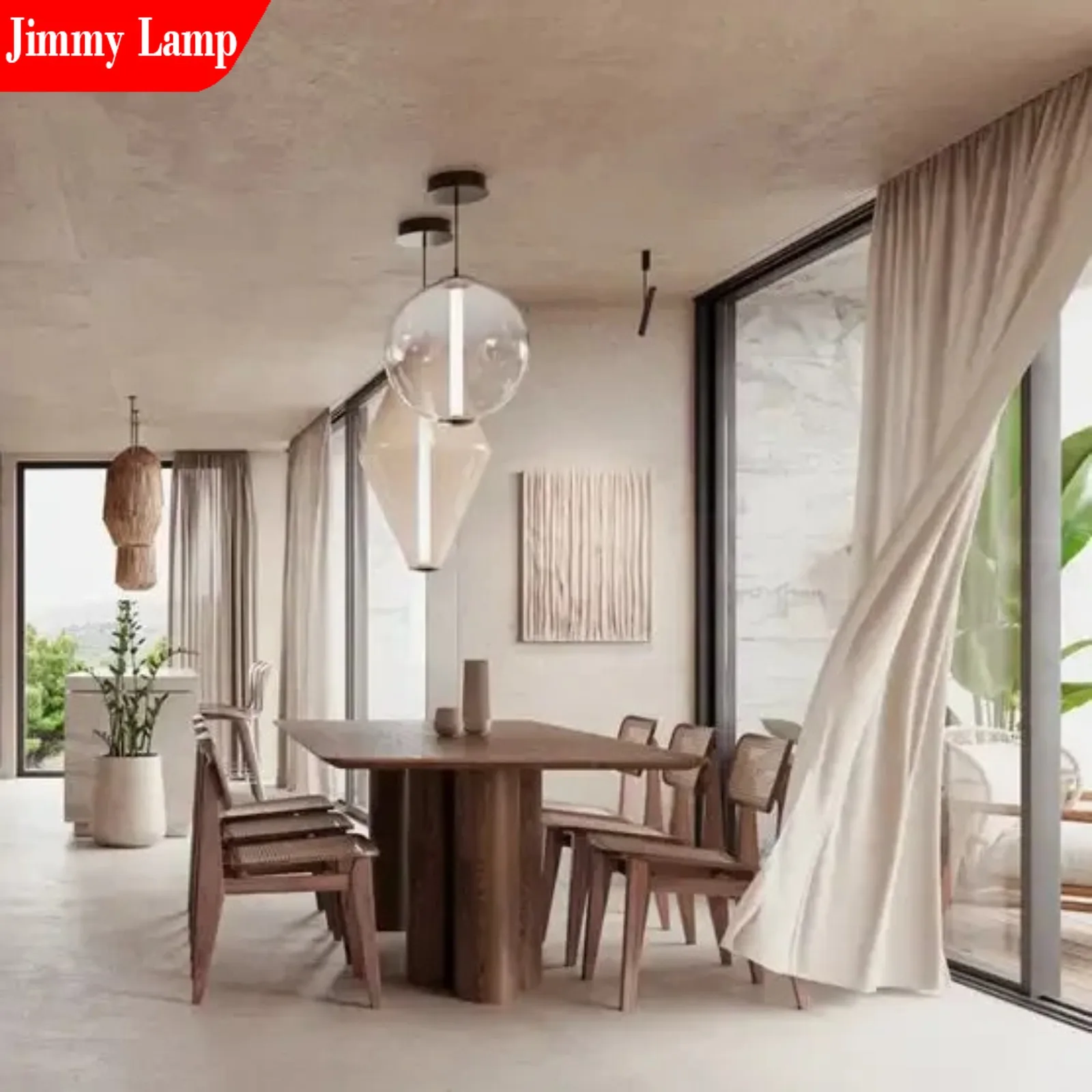 

Jimmy Modern Minimalism Glass Pendant Lights for Bedside Table Living Dining Room Ball Chandelier Lighting Decor Indoor Lighting