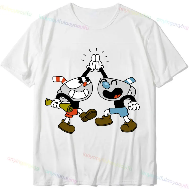 Funny -Cuphead- Cartoon  Adventure Pure Cotton Unisex T-shirt Printing Graphic Tees Streetwear Casual Wear Anime Shirt