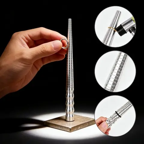 Professional Ring Sizing Mandrel With US EU Size Chart - For Jewelry Making Bench Jeweler Resizing Stretching Shaping And Repair