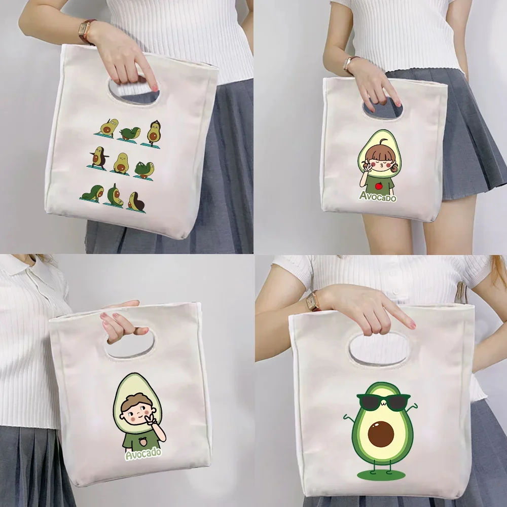 Portable Lunch Bag Large Capacity Student Office Workers Insulated Lunch Bag Avocado Pattern Camping Thermal Picnic Pouch Unisex