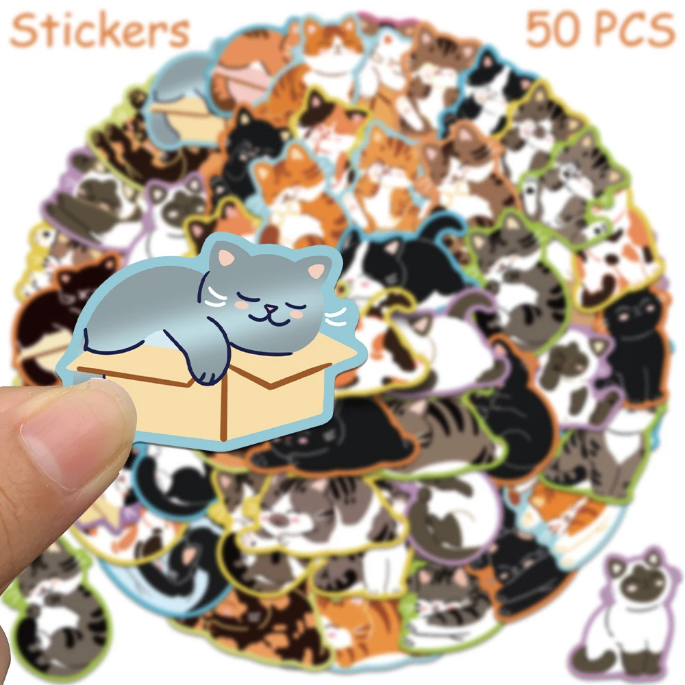 50 قطعة الكرتون لطيف القط ملصقات الشارات للهاتف المحمول سجل القصاصات حقيبة خوذة Graffiti بها بنفسك الكتابة على الجدران ملصقات الجمالية الهدايا الإبداعية #3