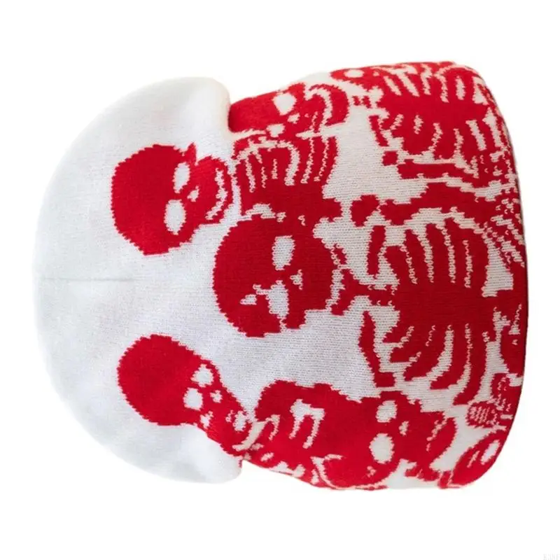 K3NF remaja dewasa halloween jacquard rajutan topi musim dingin bersepeda topi tahan angin