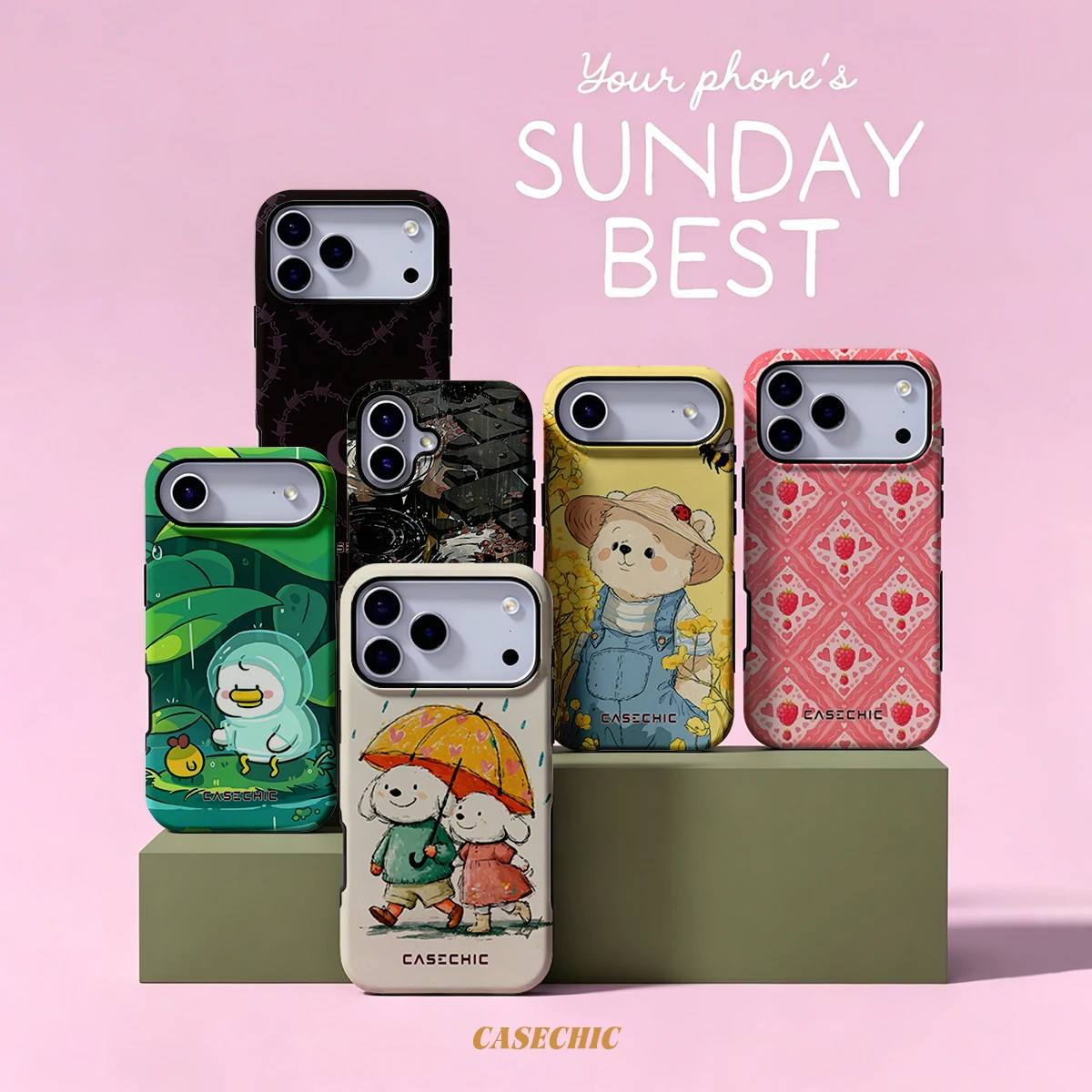 Rainy Day Dog Couple For Samsung Galaxy S26 S25 S24 A56 A36 Dual Layer Luxury Fashion Full Lens Protective phone Cover CaseChic