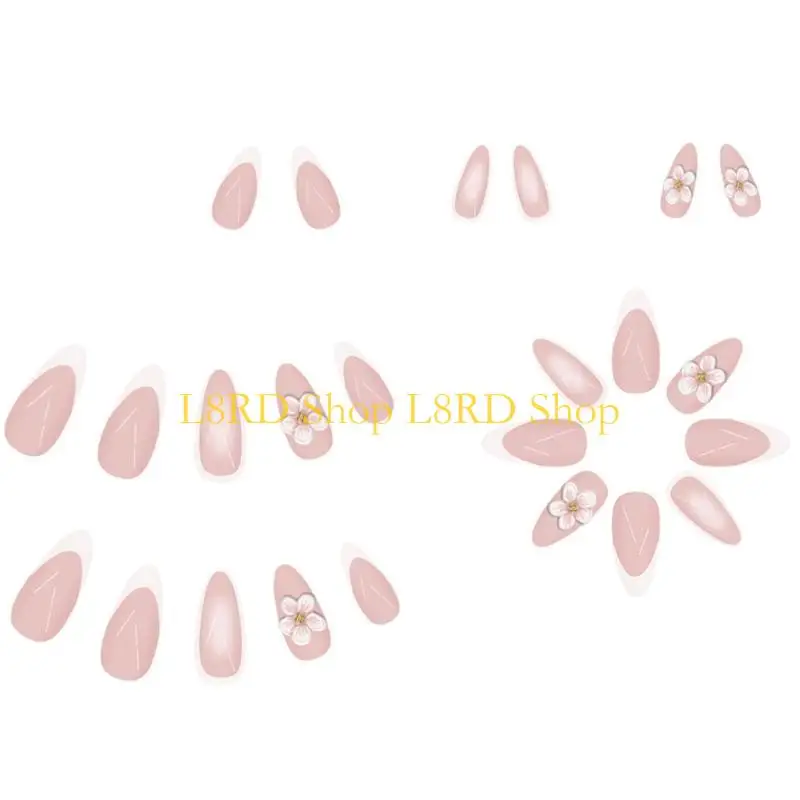L8RD 1 zestaw Naciśnij na paznokieć, migdałowe sztuczne kleje do paznokci na paznokciach sztuczne paznokcie paznokcie akrylowe