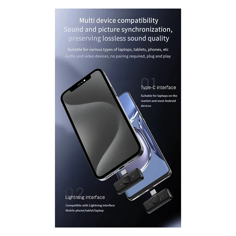 Micrófono Lavalier inalámbrico A25P con estuche de carga micrófono con chip Plug And Play 2,4G