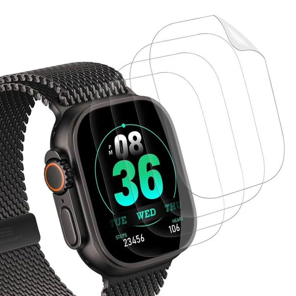 5 Stück weiche Glasfolie für Apple Watch Ultra 2 3 49 mm Displayschutzfolie Zubehör Anti-Scratch HD Full Cover iWatch Serie Ultra