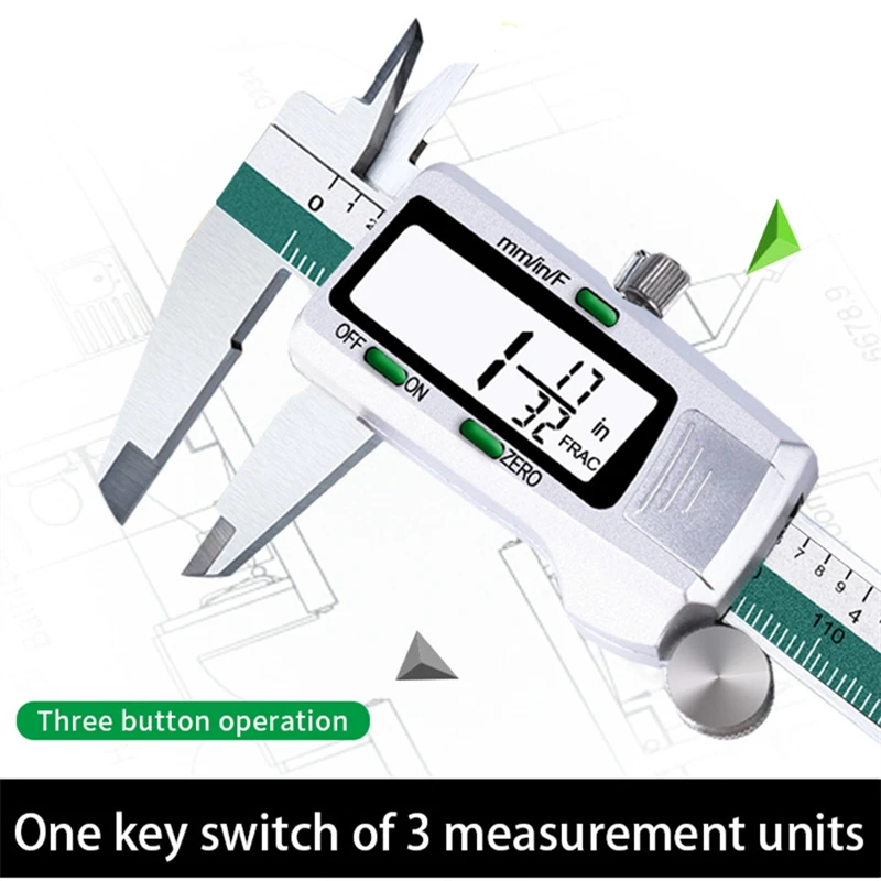 

ET50 150mm Digital Caliper Stainless Steel Fraction / MM / Inch 0.01mm High Precision for Mechanical Components Measure