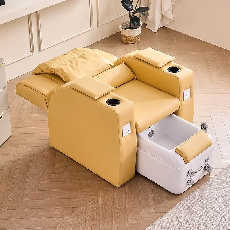 Nn High-End Electric Massage Pedicure Spa Chair, Reclining Foot Bath Manicure Eyebrow Chair Nail Salon Furniture