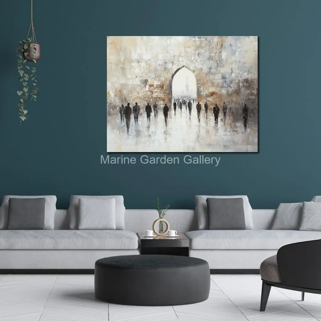

Abstract Art Judaic Painting Hand Painted Western Wall Jerusalem City Landscape Jewish Canvas Artwork Library Study Room Large