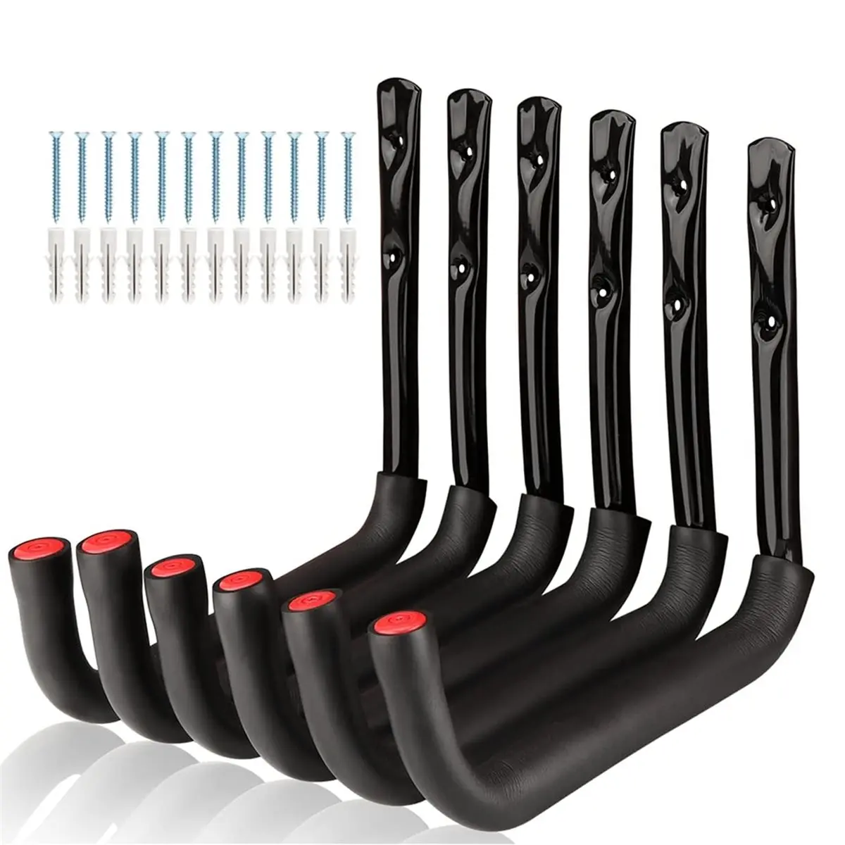 HGHO Garage Storage Ladders Hooks, 6 Pack Heavy Duty Utility Hanger, 9.8IN Wall Mount Rack Safely Holds 50 Pounds