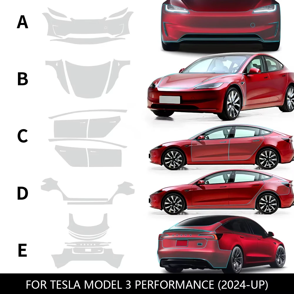 

8.5-thick TPU Paint Protective Film Clear Bra For Tesla Model 3 Performance 2024-2025 Scratch-resistant Pre-cut PPF