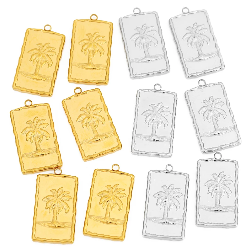 

4pcs Stainless Steel Coconut Tree Charms for Jewelry Making DIY Women Necklace Earrings Gold CharmPendant Jewelry Materials