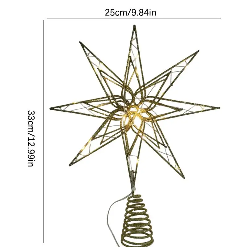 Star For Christmas Tree 24-Corner Pentagram Tree Keepsake Hollow Star Treetop Ornament Twinkling Pentagram Tree Topper With LED