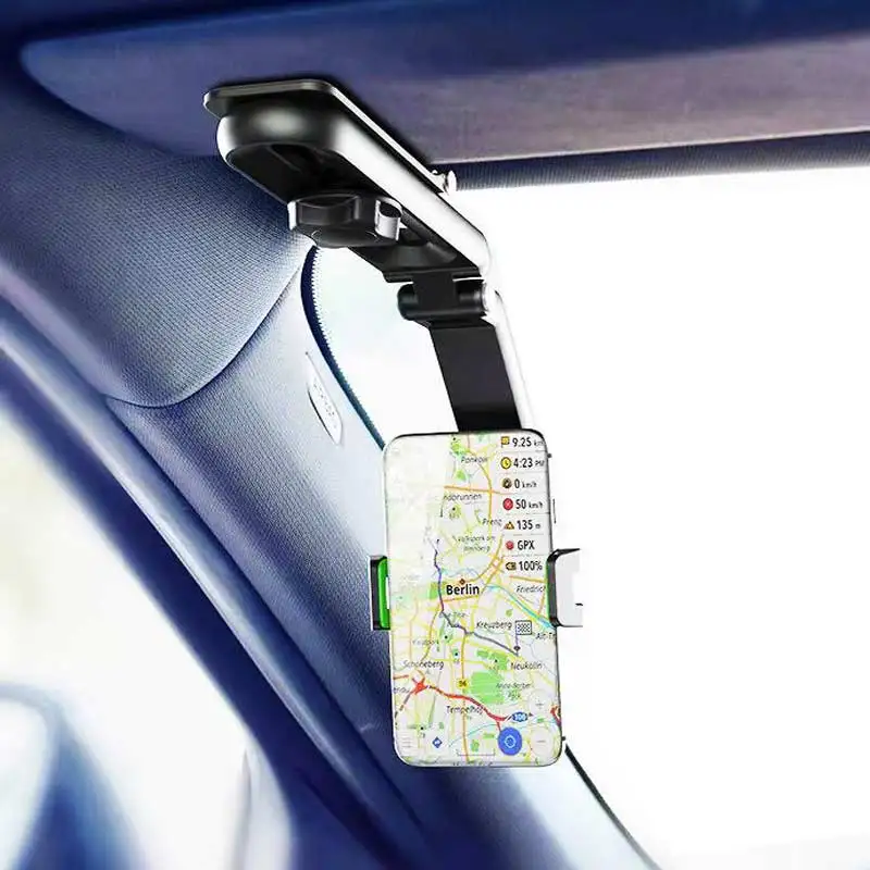 차량용 휴대폰 거치대 마운트, 1080 ° 회전 선바이저, GPS 셀, 모바일 자동차 클립 브래킷 스탠드, 아이폰, 삼성, 샤오미, 차량용 지지대