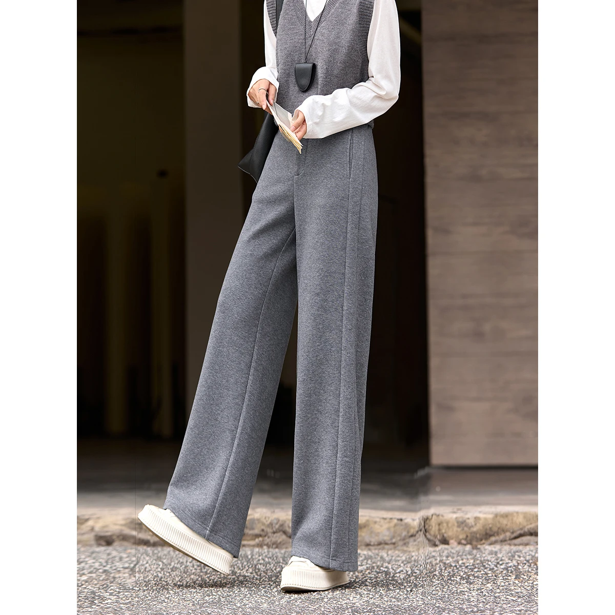 VIMLY سراويل نسائية طويلة شتوية 2025 متعددة الاستخدامات بسحّاب متين سراويل رياضية واسعة الساق ملابس نسائية فضفاضة غير رسمية A3232