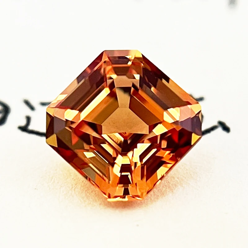 Top Lab Grown Sapphire Orange Square Asscher Cut VVS1 Gemstone Charms DIY for Jewelry Making Material Selectable AGL Certificate