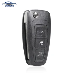 QWMEND 2/3Buttons Remote Car Key Shell For Ford C-Max S-Max Focus Ranger Galaxy Mondeo Transit Custom Smart Key Case HU101 Blade