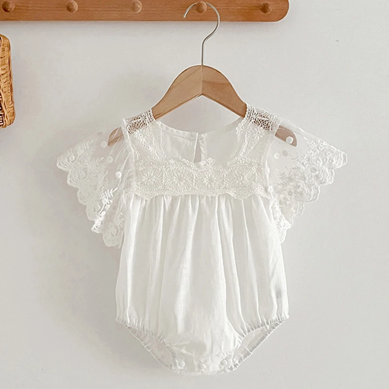 Summer Baby Clothes Newborn Girls Rompers Cotton Lace Flying Sleeve Baby Girls Bodysuit Infant Girls Outfits Girl Bodysui Korean