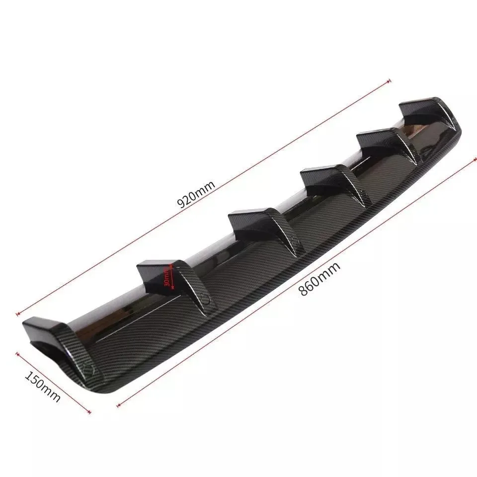 Universal 90CM Car Rear Bumper Lip 6 Fins Car Rear Bumper Spoiler Diffuser Automoble Protector