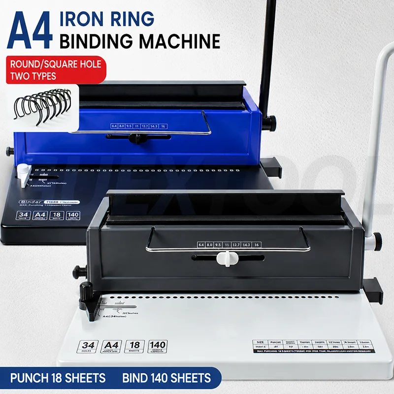 Double Wire Binding Machine A4 Manual Punch Binder 34-Hole Adjustable Paper Binding Machine for Office School Home