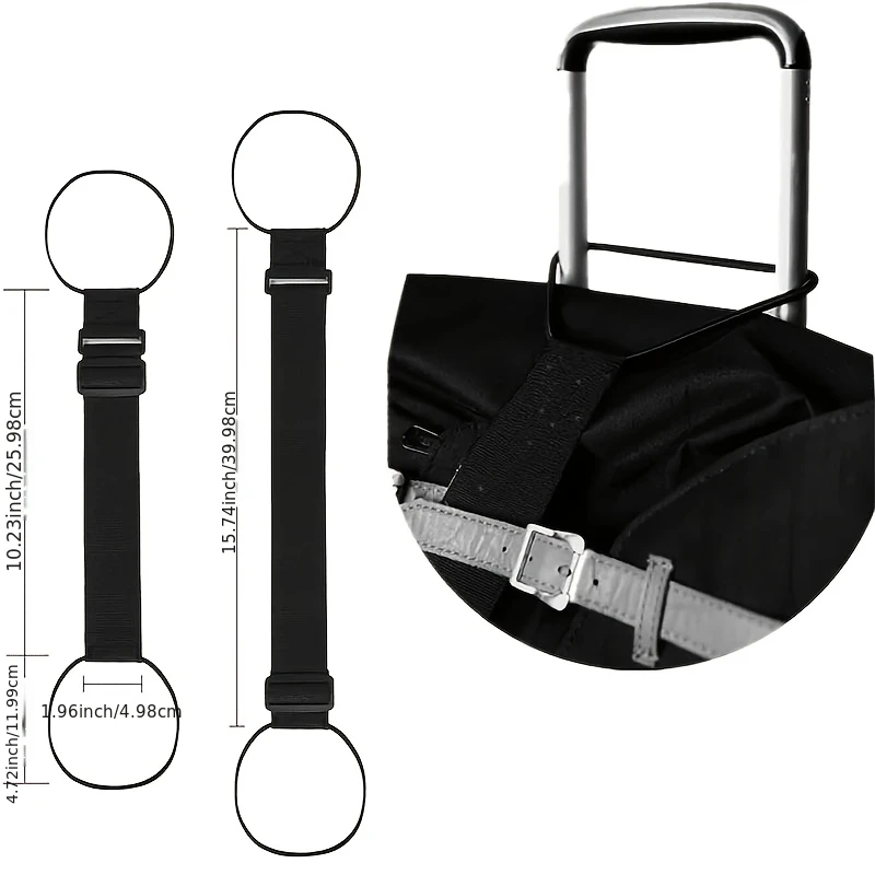 حزام أمتعة كلاسيكي أسود قابل للتعديل مضاد للسرقة مع إغلاق آمن بإبزيم وحلقة