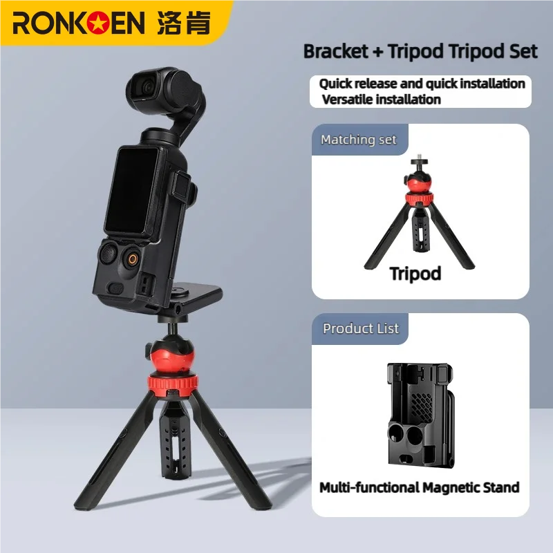 Ronkoen PZ-01 Magnetische Hoes voor DJI Osmo Pocket 3 met Afneembare MagSafe Plaat en Verstelbare Statiefbevestiging Camera Accessoires