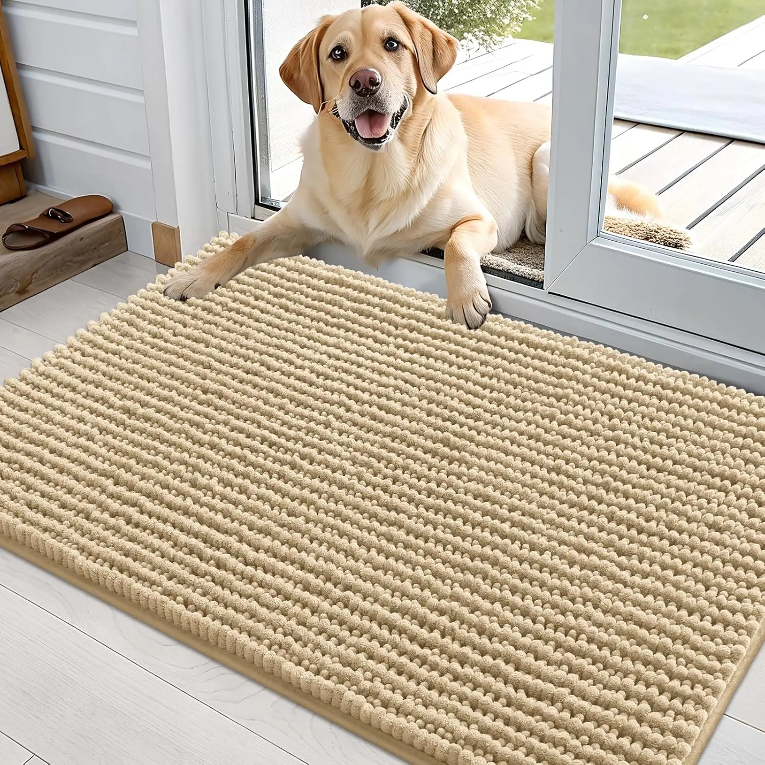 

Dog Door Mat for Muddy Paws 36x24, Ultra Absorbent Chenille Mud Doormat, Non-Slip Washable and Dirt Trapping Doormat for
