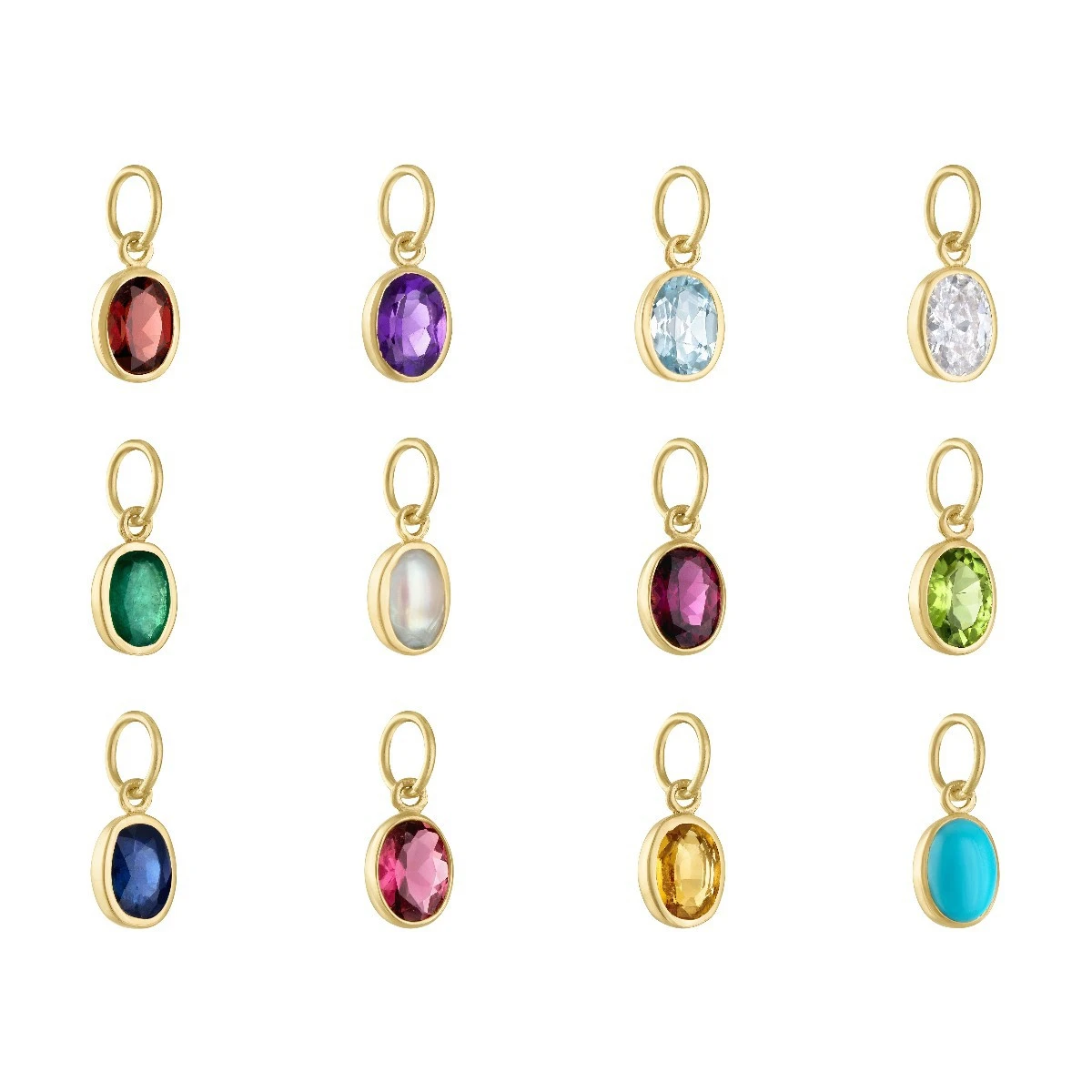 

Stainless steel DIY12 birthstone pendant necklace vacuum plated with 18K gold for color preservation in the furnace