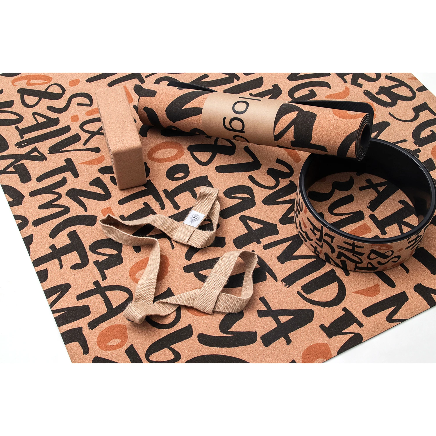 Customized Natural Cork Rubber Yoga Mat Sets Yoga Wheel Yoga Block Home Gym Pilates Fitness Accessories