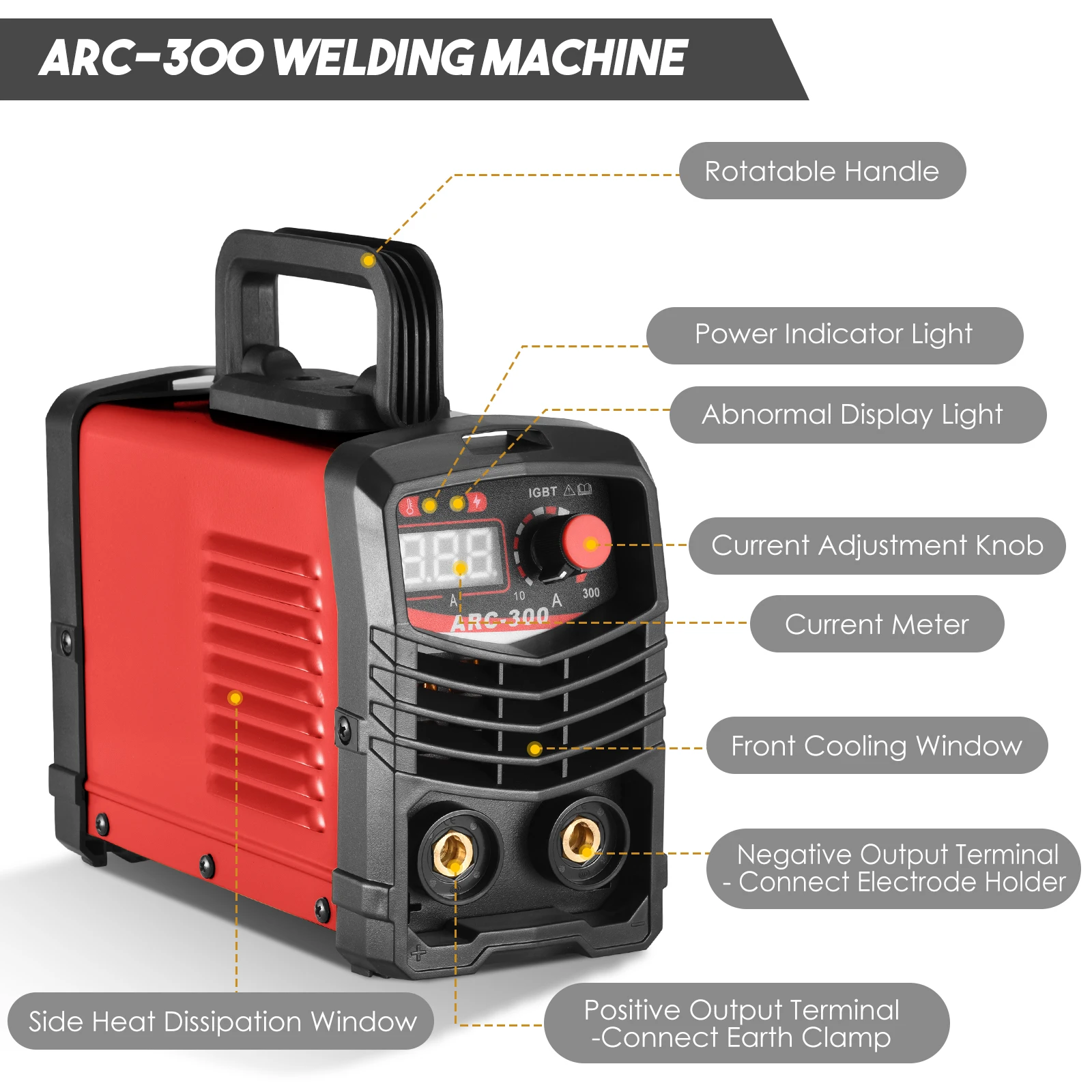 Máquina de soldadura con inversor 2 en 1, soldador de arco MMA de 300AMP, IGBT, máquina de soldadura semiautomática, soldador portátil para Metal y