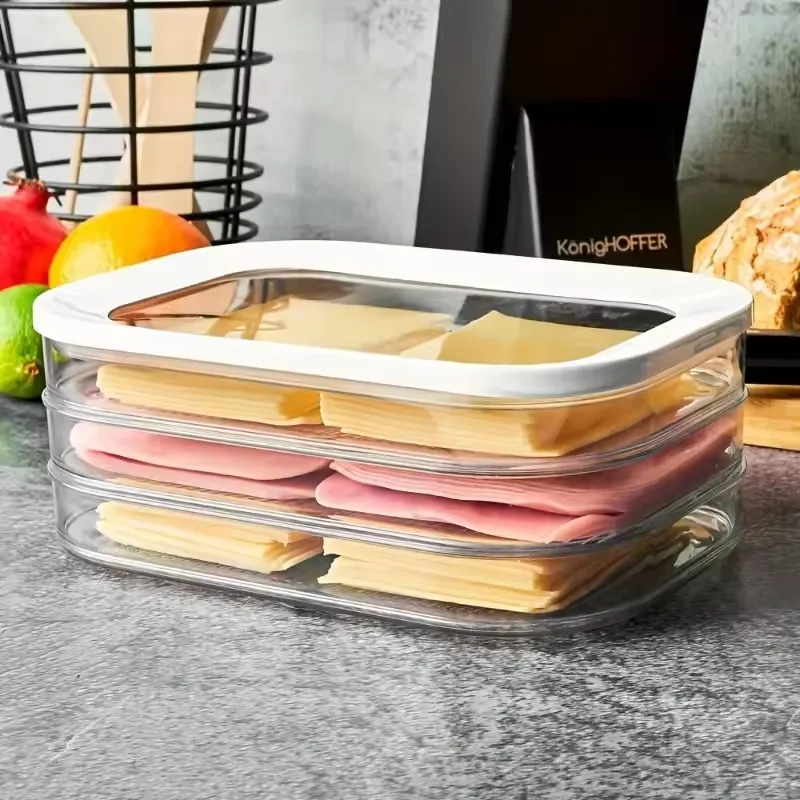 Contenedor de almacenamiento para refrigerador apilable con tapa, comidas hechas, organizador de cocina para almuerzo, carne y conservación de alimentos cocidos