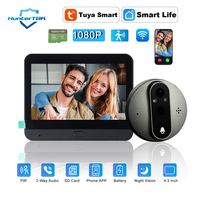 3MP Tuya WiFi Door Viewer Video Door Bell 5000mAh Digital PIR Recording Infrared Wide Angle Peephole Camera Doorbell