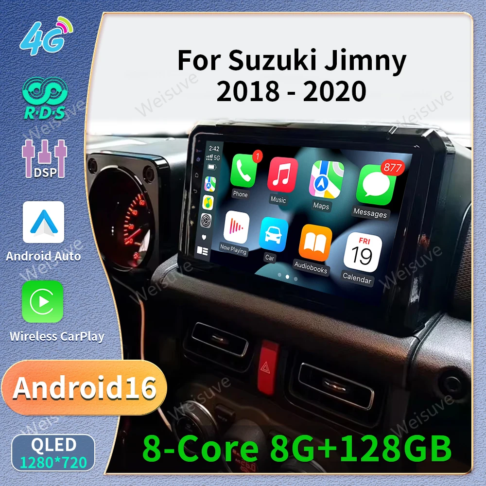 9 Inch Android 16 For Suzuki Jimny JB64 JB74 2018 - 2020 Multimedia Video Player Car Radio Stereo GPS Navigation Carplay