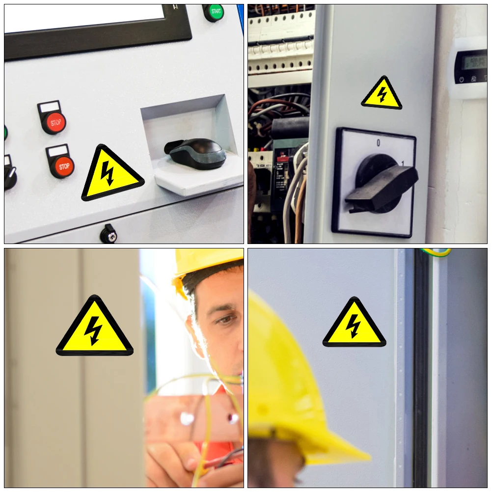 

25pcs High Warning Stickers Electric Shock Safety Signs Yellow Triangle Caution High Voltage Stickers Labels for Factory School