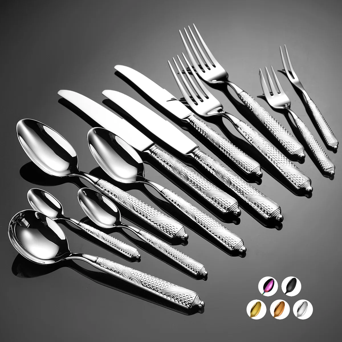 

Европейская высококачественная ковка для отеля 304, бытовая посуда из нержавеющей стали, нож для стейка и вилка, ложка, десертная ложка, фруктовая вилка