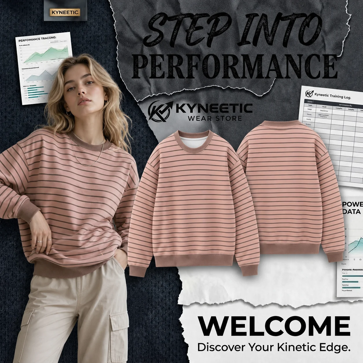 Vintage Preppy Striped Long Sleeve Crewneck Pullover Sweatshirt for Parent-Child Thanksgiving Family Gathering Casual Clohing