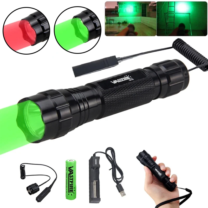 

Professional Hunting Flashlight 1 Mode 501B Torch Lintern Green/Red Aluminum Night Scout Lamps for Coyote Hog Varmint