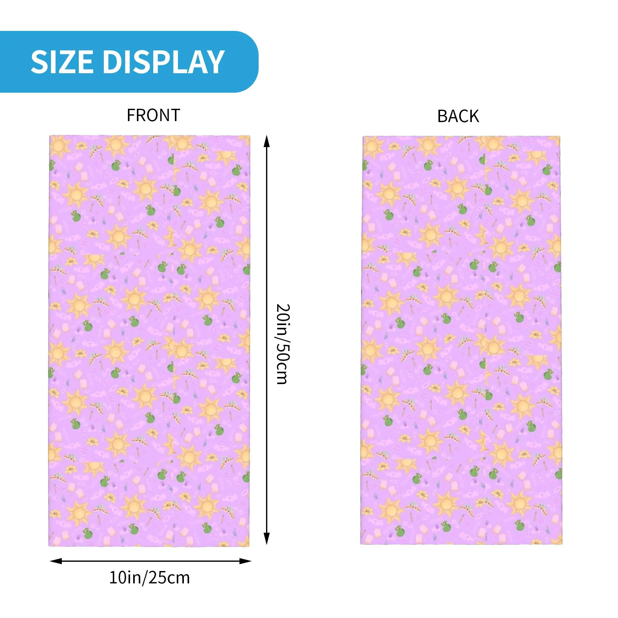 ラプンツェル柄バンダナネックカバープリントマスクスカーフ多機能ヘッドバンドサイクリング男性女性大人防風