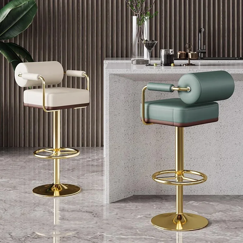 Luxury Adjustable Bar Chairs Arm Rest Nordic Counter Height Bar Stool Modern Swivel Silla Bar Cocina Restaurant Furniture