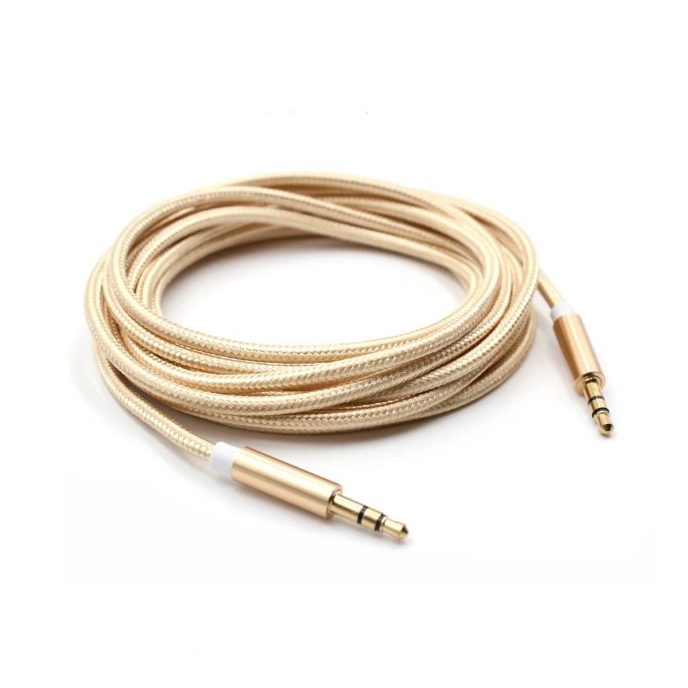 

【LANO】Золотистый/белый/серый нейлоновый плетеный удлинительный кабель питания 3,5 мм, штекер-штекер, стерео, аудио-видео кабель для колонок