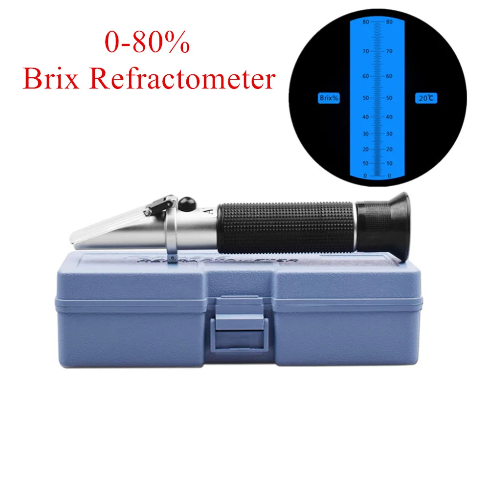 Handheld 0-80% Brix Honey Refractometer Brix Meter ATC Concentration High Sugar Test Tool Fruit sweetness meter 40% off