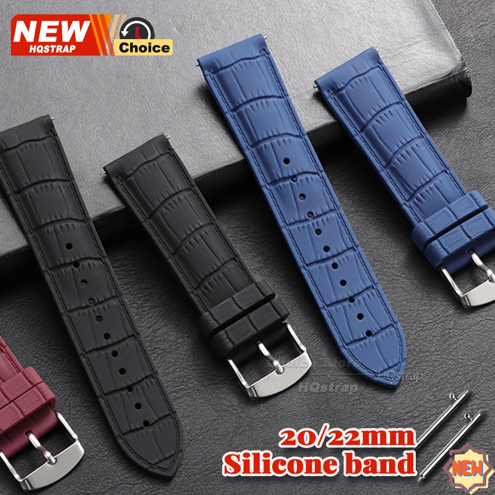 Bamboo Pattern Silicone Strap 20mm 22mm Men Women Waterproof Wristband for Omega for Samsung for Huawei Watch Band Quick Release