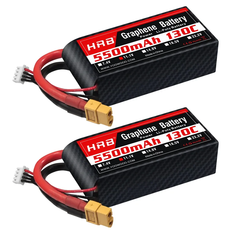 Batería Lipo 3S de 11,1 V y 5500mah, grafeno 130C RC con enchufe XT60 Deans para coche de carreras, camión, monstruo, Dron, avión