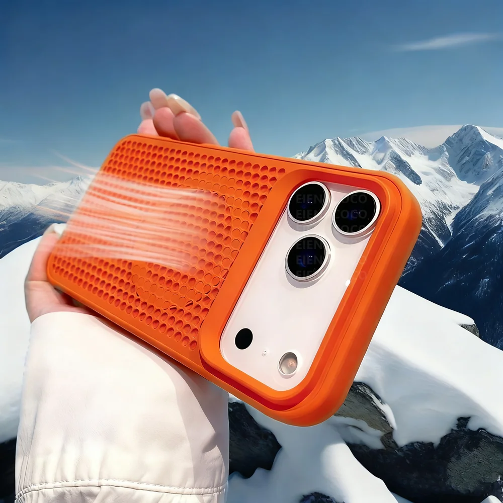 Capa de telefone de malha de dissipação de calor para iphone 17 air 16 15 14 plus 13 12 pro max 11 para magsafe carregamento sem fio capa respirável