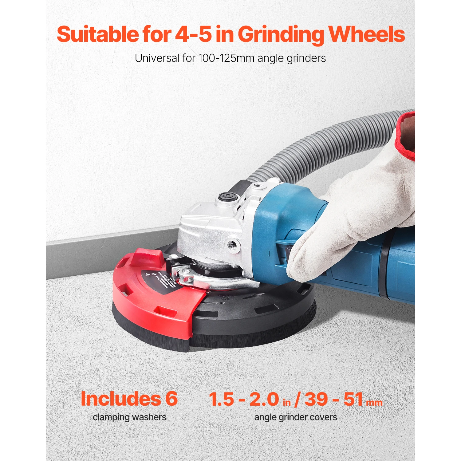SucceBuy Grinding Dust Shroud for Angle Grinder Universal 4-5 in with 6 Clamping Washers for Grinding Wood Concrete Wall Stone