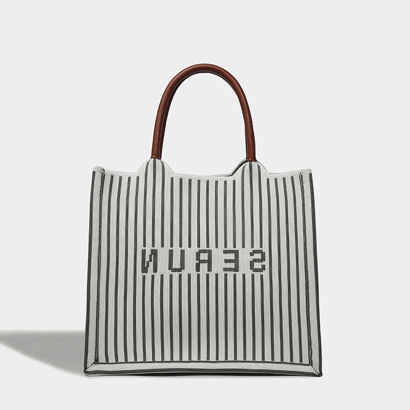 

Stripe Weave Tote Composite Bags For Women Luxury Designer Handbag Purse 2024 New Fashion Letter Decoration Commuting Shoulder