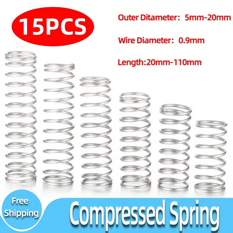 

15PCS Rotor Pressure Spring Compressed Spring Big And Small Spring Line Diameter,Length 20-100MM