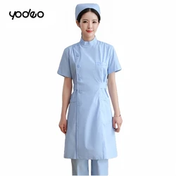 Women nurse uniform short/long sleeved medical and dental work clothes beauty hospital nursing home caregiver white lab coat