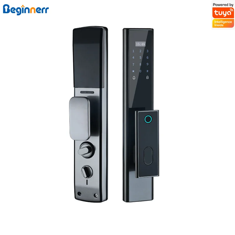 Pushpull Automatic lock Tuya WiFi APP Remote Unlocking biometic Fingerprint Password RFID card 6068 mortise smart door Lock