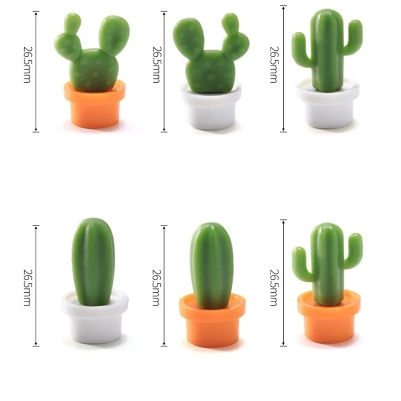 6Pcs Resin Succulent Cactus Decoration Refrigerator Magnet Plant Creativity Diy Cute Cactus Magnetic Sticker